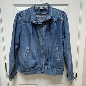 Vintage 90s Woman's Denim Coat Jean Jacket Size Medium 100% Cotton